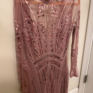 NEW! Elegant Sequin Embellished Pink Dress